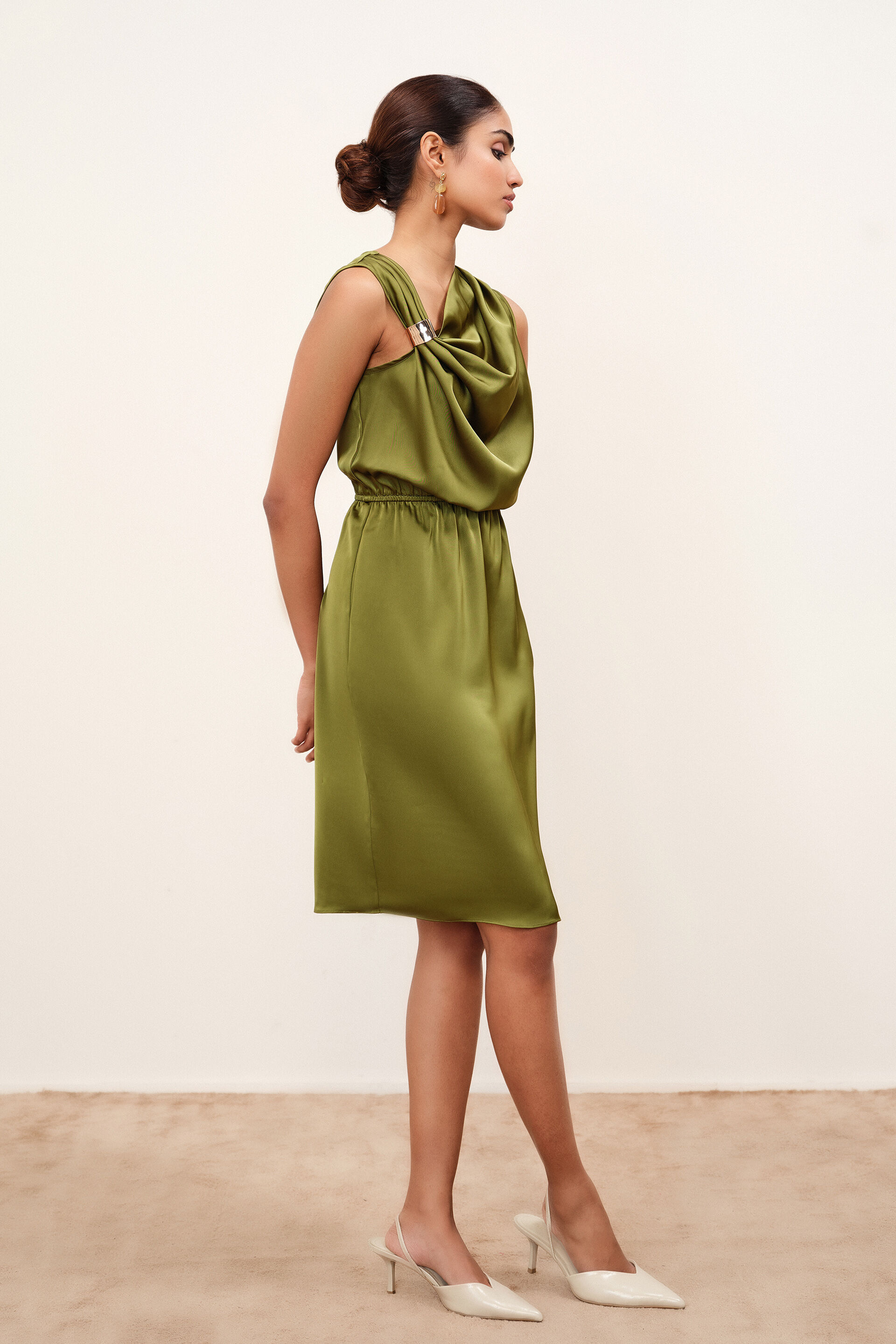 Carlena Olive Dress, Olive, image 2